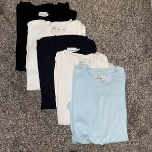 Topman Men's Classic Fit Solid Short Sleeve Tee Shirts 5 Pack Lot Mediums